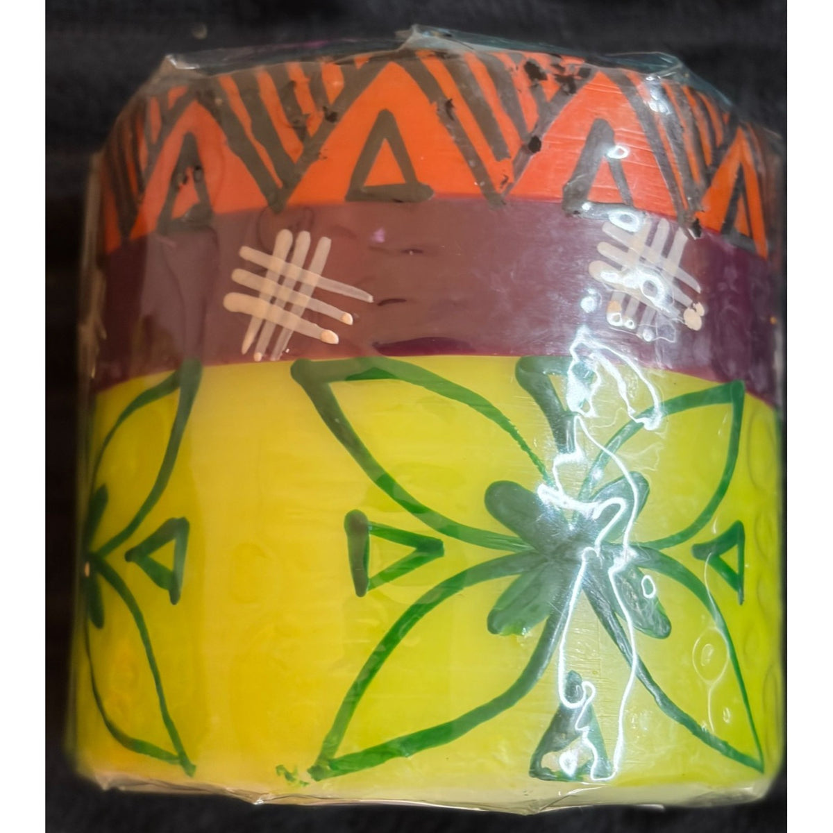 Hand-Painted Nobunto Pillar Candle 3" Matuko Fair Trade South African Artisan Gift Decor Multicolor