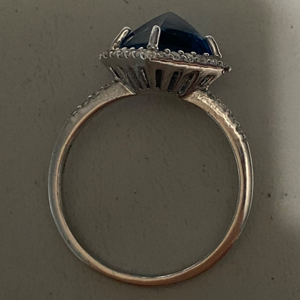 Ring Blue Topaz White Spinel Size 9.75 4.2 Ct. Approx. Total Sterling Silver Stamped 925