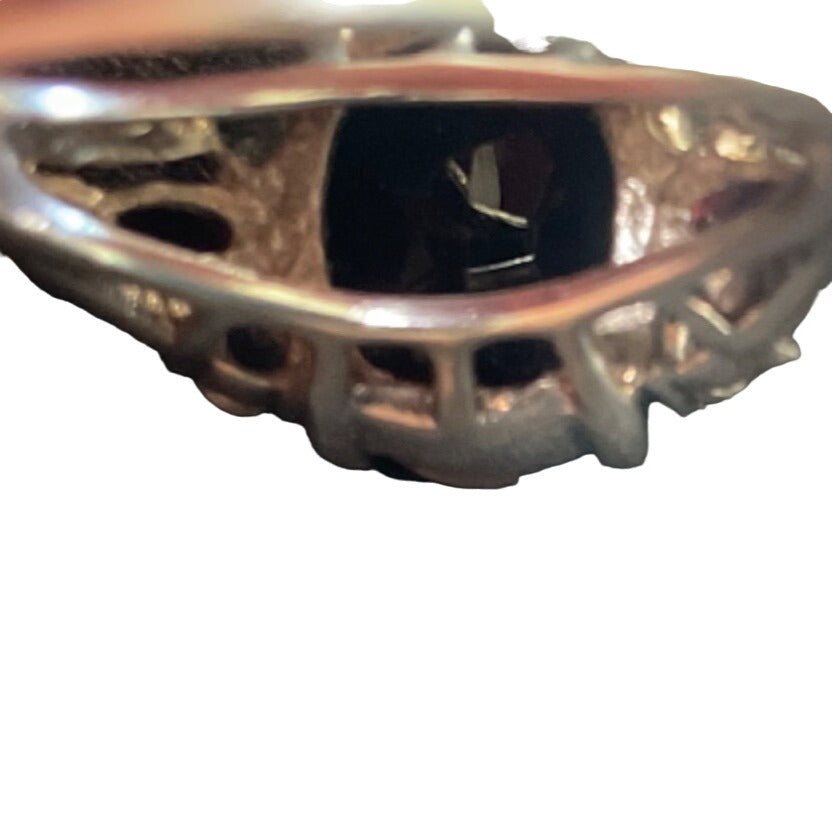 Elegant 925 Sterling Silver Ring With Rubellite & Topaz Stones Size 7