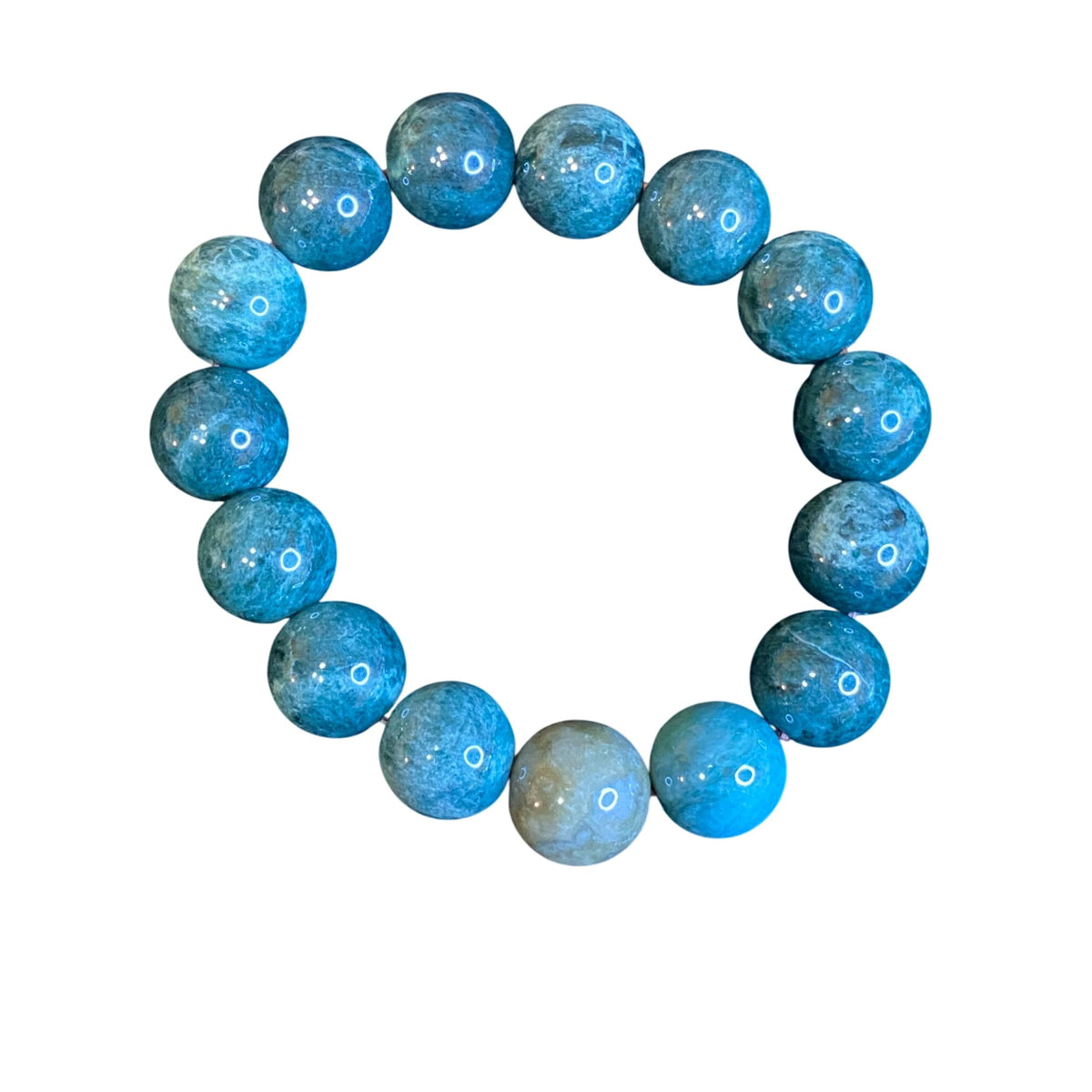 Stretch Bracelet Guatemalan Green Blue Jade Grade A 12mm Round Beads Jewelry