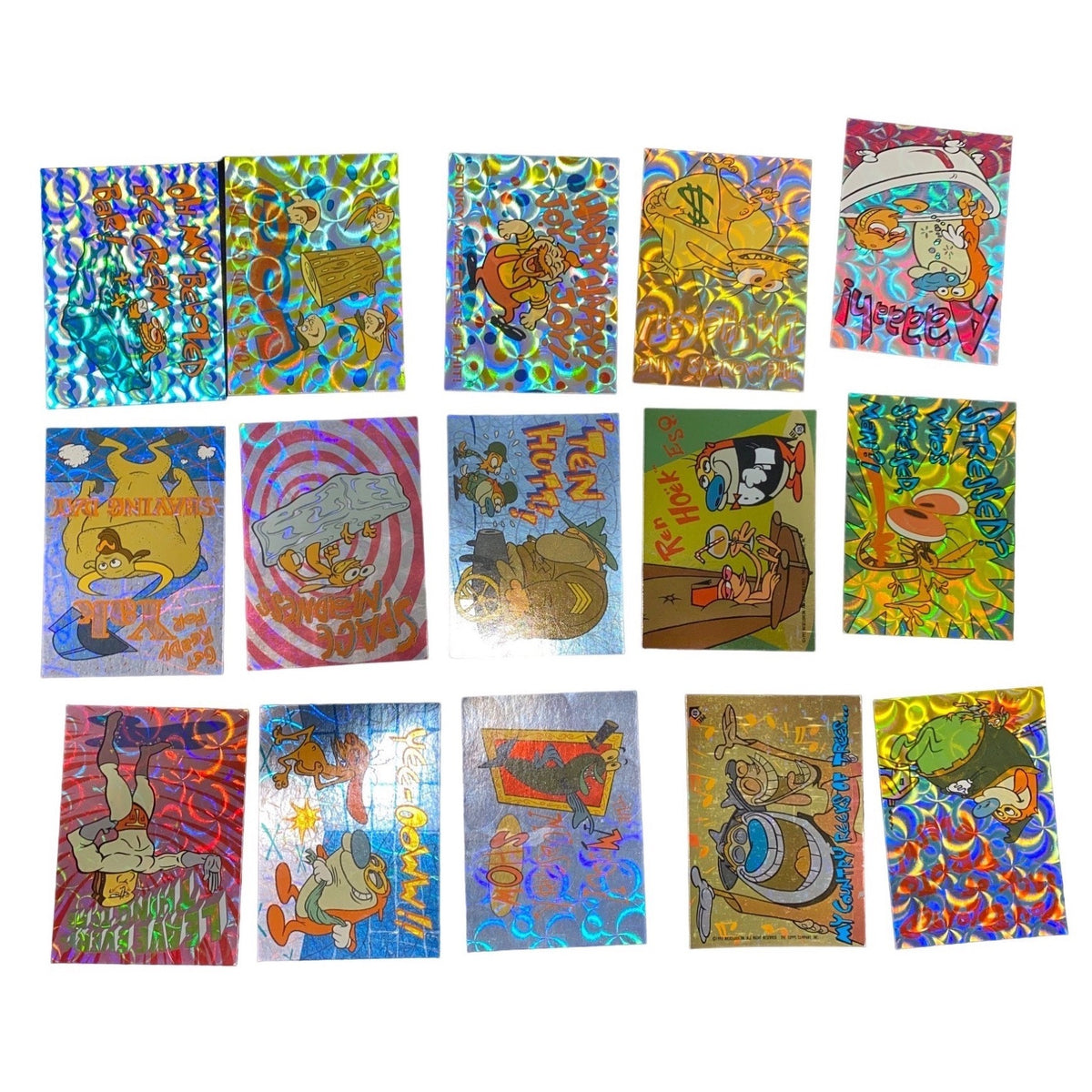 Vintage Topps Nickelodeon Ren & Stimpy Trading Card Set W/ Holographic Cards & Puzzle Poster