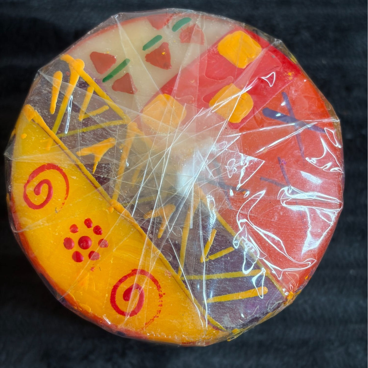Hand-Made Nobunto Fair Trade 3" Indabuko Pillar Candle Vibrant Multicolor African Pattern Unique Artisan Design Imported From South Afric