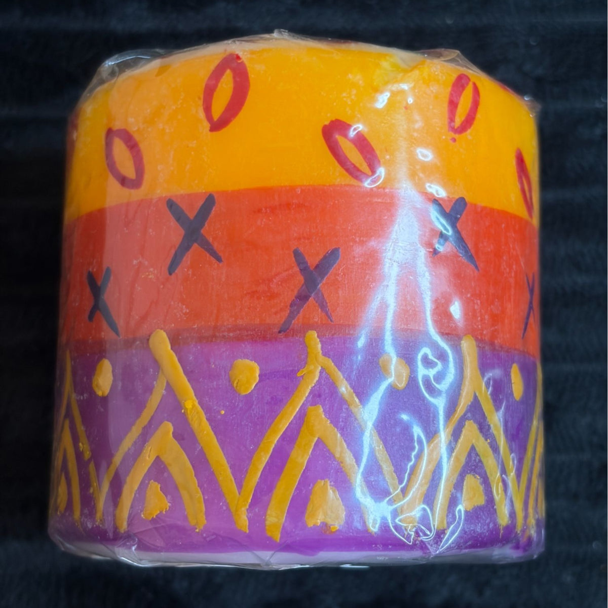 Handmade Fair-Trade Nobunto Indabuko 3" Vibrant Pillar Candle South Africa Multicolor Decorative Art
