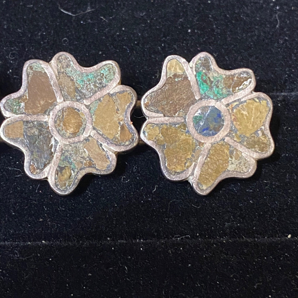 Vintage Mexican Sterling Silver & Stone Flower Bracelet