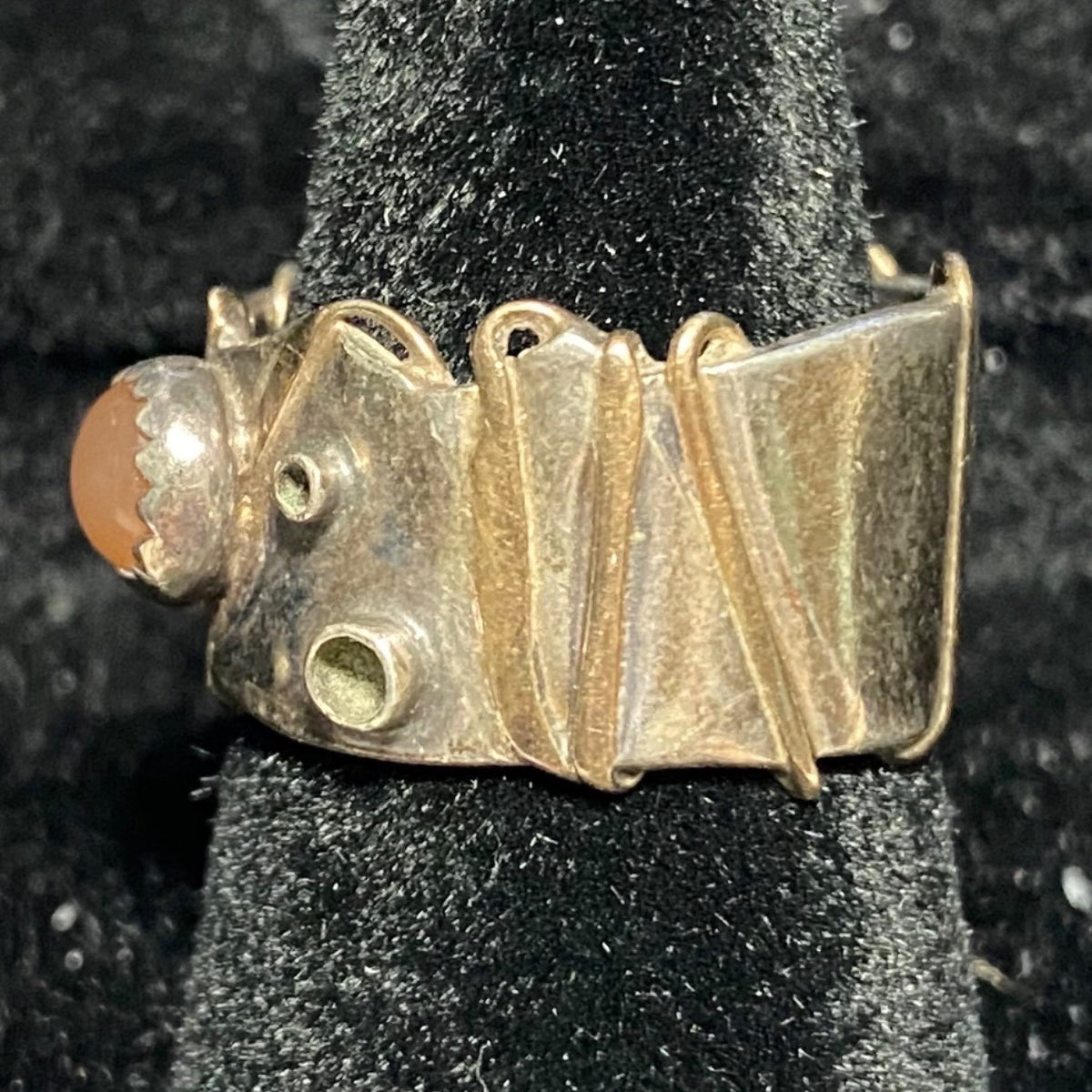 Ring Angela Duffin Possibly Ethiopian Opal Sterling Silver 925 Tested Gold Accents 90 Vintage Jewelry