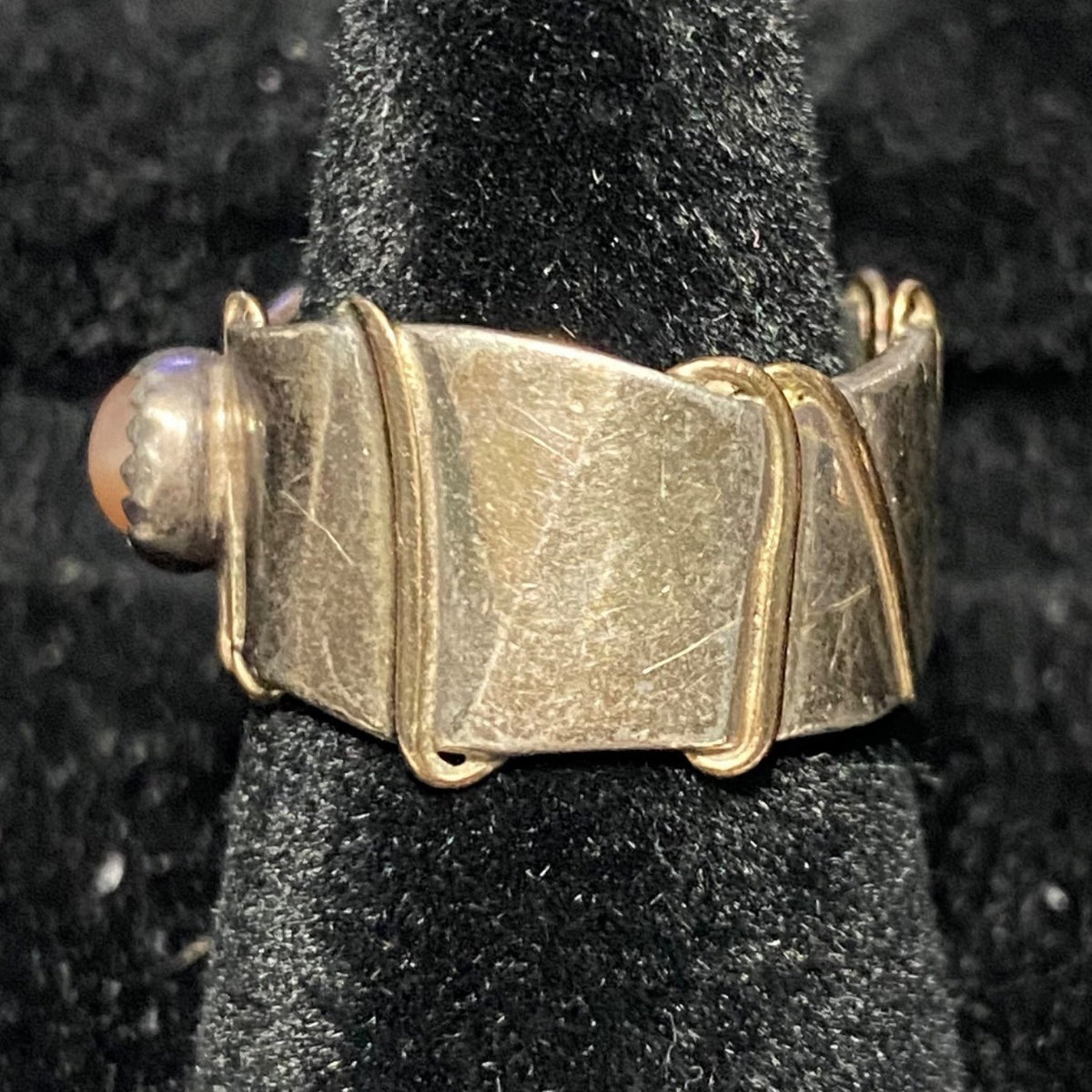 Ring Angela Duffin Possibly Ethiopian Opal Sterling Silver 925 Tested Gold Accents 90 Vintage Jewelry
