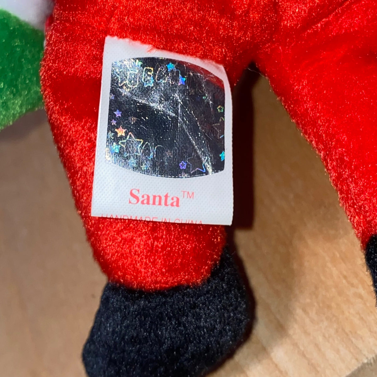 Ty Jingle Beanies Santa Plush Ornament Red White & Green Holiday Decoration