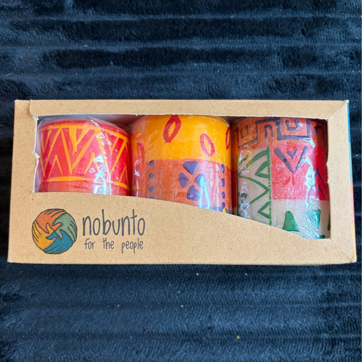 Set Of 3 Nobunto Handcrafted Bongazi Fair-Trade 2.Dinner Candles South Africa Unique Multicolor Handpainted Wax Art Vibrant Orange/Red/Green
