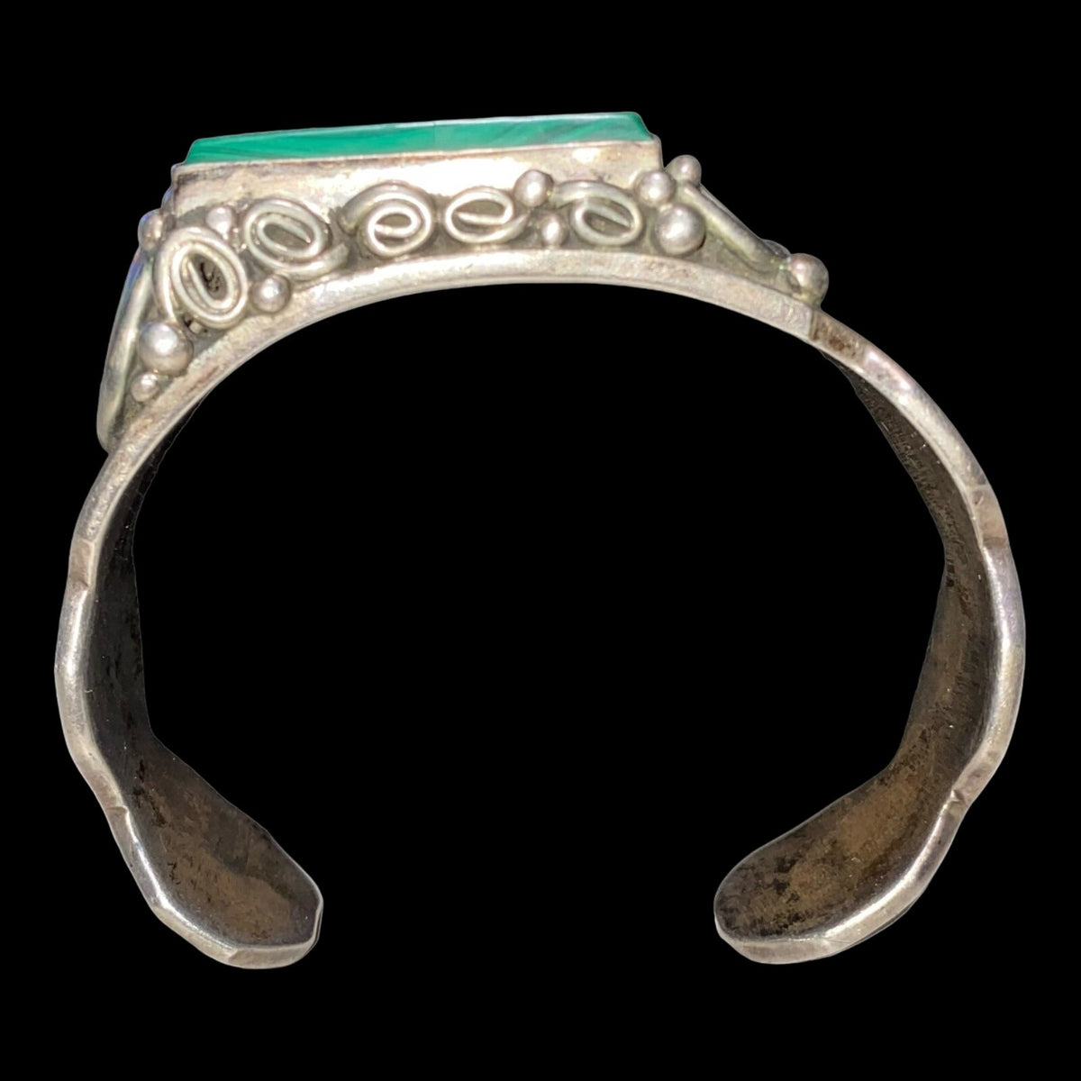 Malachite Cuff 6.25" Bracelet Southwestern Handmade Sterling Silver 925