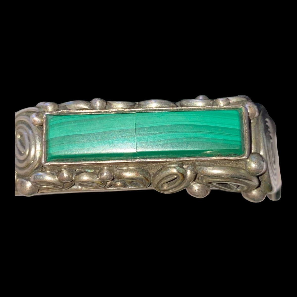 Malachite Cuff 6.25" Bracelet Southwestern Handmade Sterling Silver 925