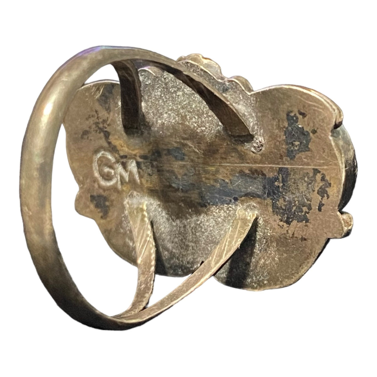 Ring Size 5.5 2 Mother of Pearl 10mm x 8mm Native Possibly Old Pawn Sterling Silver Tested Vintage Jewelry