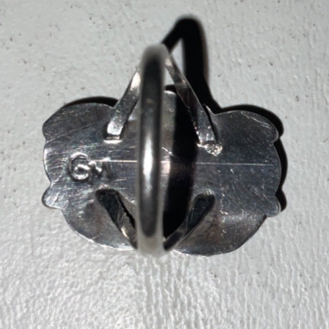 Ring Size 5.5 2 Mother of Pearl 10mm x 8mm Native Possibly Old Pawn Sterling Silver Tested Vintage Jewelry