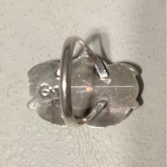Ring Size 5.5 2 Mother of Pearl 10mm x 8mm Native Possibly Old Pawn Sterling Silver Tested Vintage Jewelry