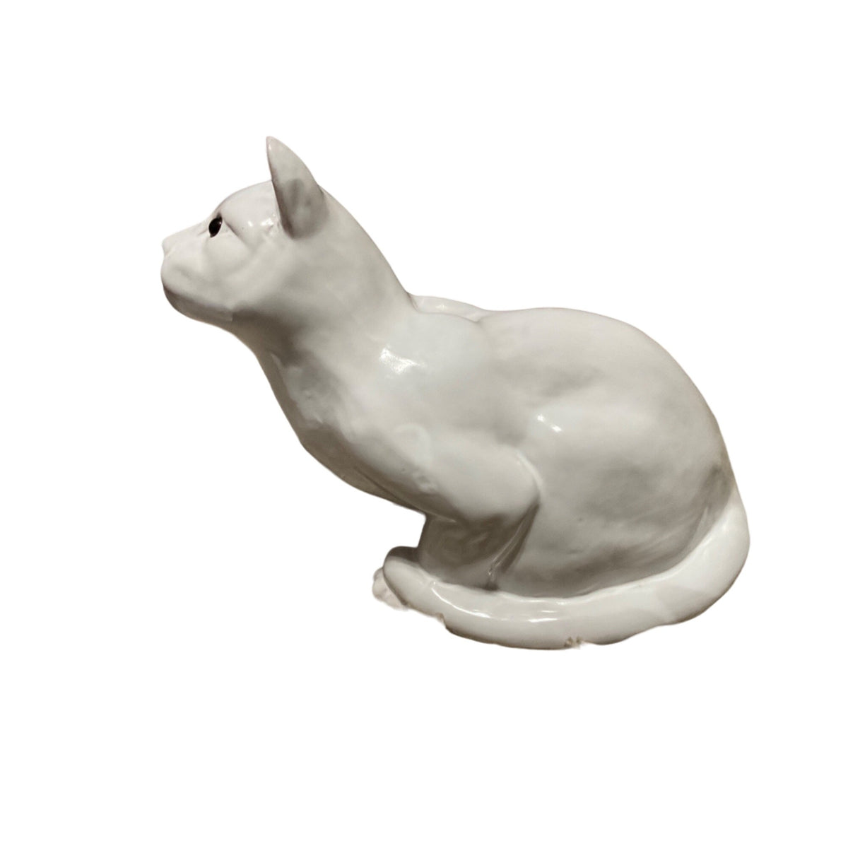 Vintage 1988 Earth Needs Ltd Handcrafted White Ceramic Cat Figurine 12.5" X 9.5" X 6"