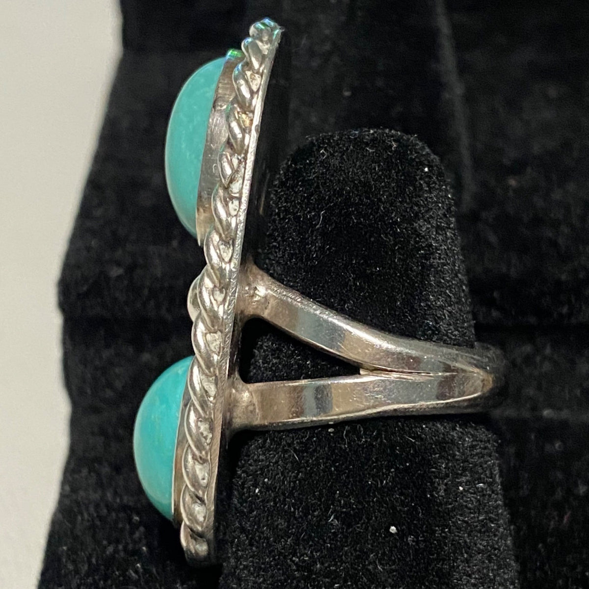Ring Kingman Mine Turquoise Size 5 AF Maker Mark Possibly Native Vintage Jewelry Sterling Silver Tested