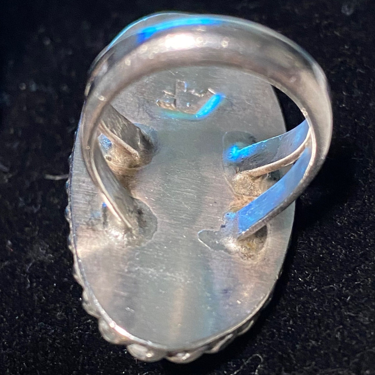 Ring Kingman Mine Turquoise Size 5 AF Maker Mark Possibly Native Vintage Jewelry Sterling Silver Tested