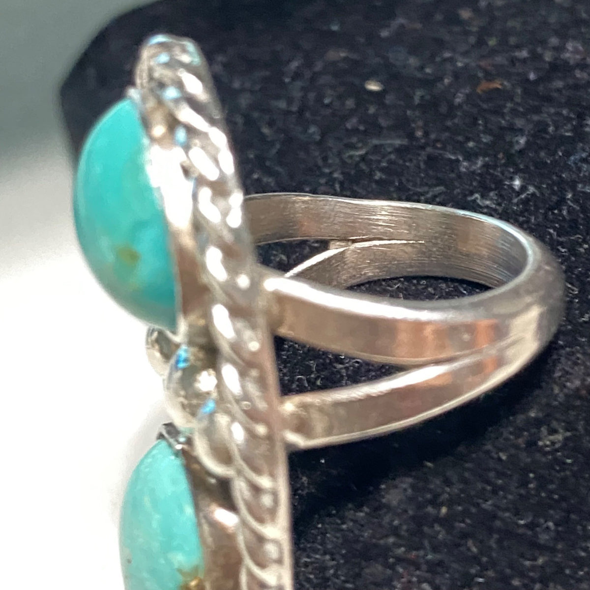 Ring Kingman Mine Turquoise Size 5 AF Maker Mark Possibly Native Vintage Jewelry Sterling Silver Tested