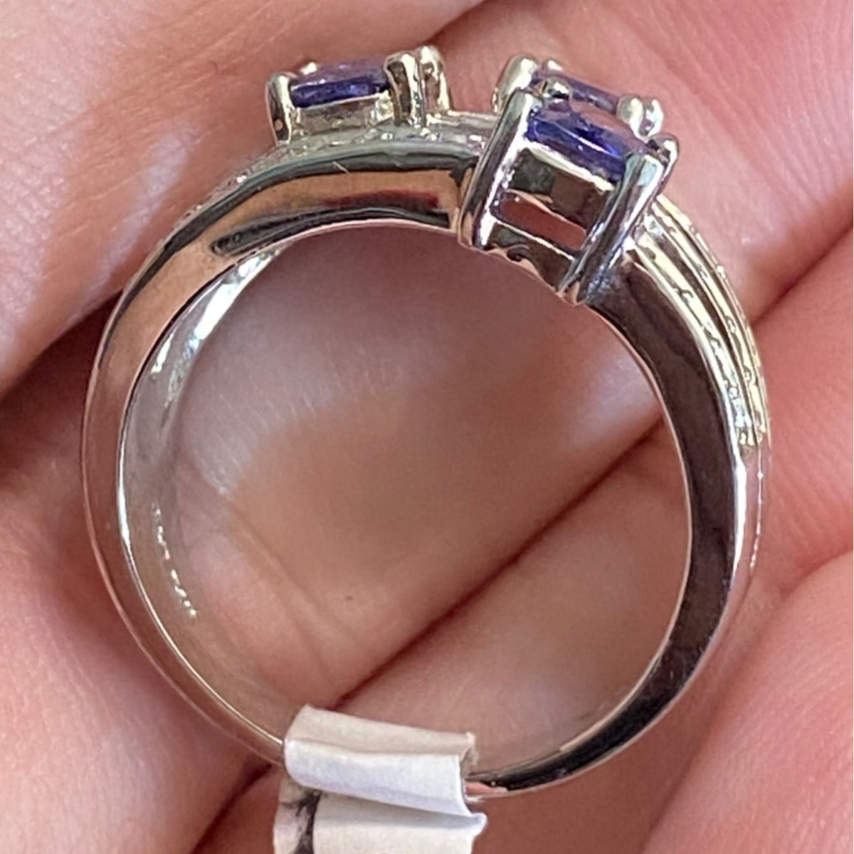 Ring Size 9.5 Tourmaline and CZ Sterling Silver 925 RP Women Semi-Precious Stone Purple
