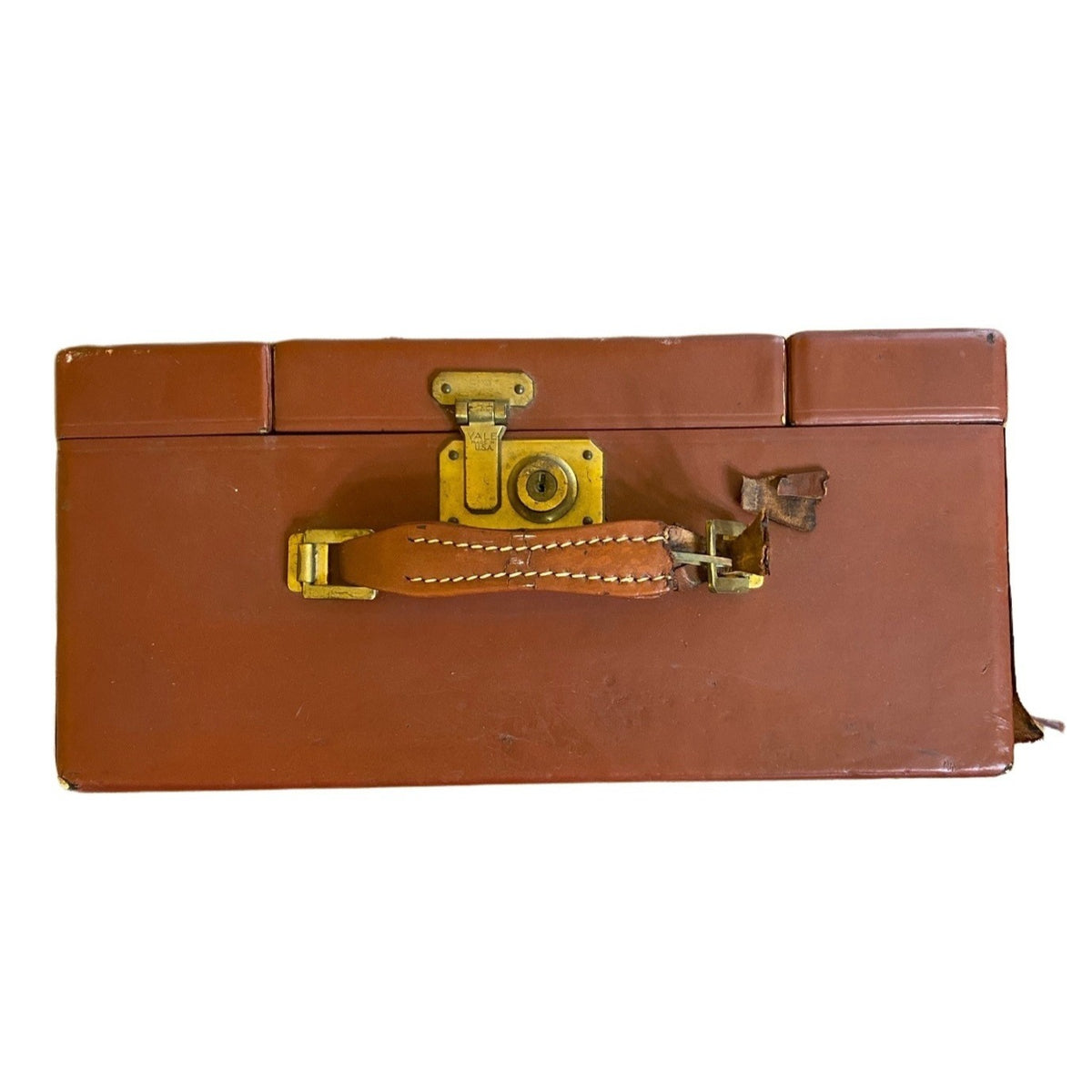 Mid-Century Brown Leather Tommy Traveler Toiletries Case With Compartments & Mirror