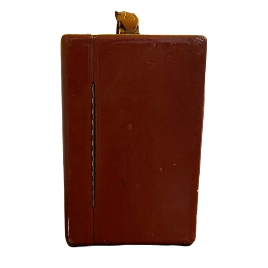 Mid-Century Brown Leather Tommy Traveler Toiletries Case With Compartments & Mirror