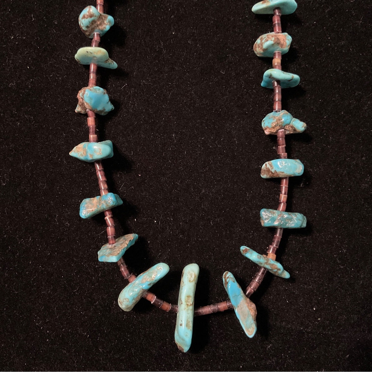 Vintage 22" Turquoise & Heishi Bead Necklace With Sterling Silver 925 Clasp