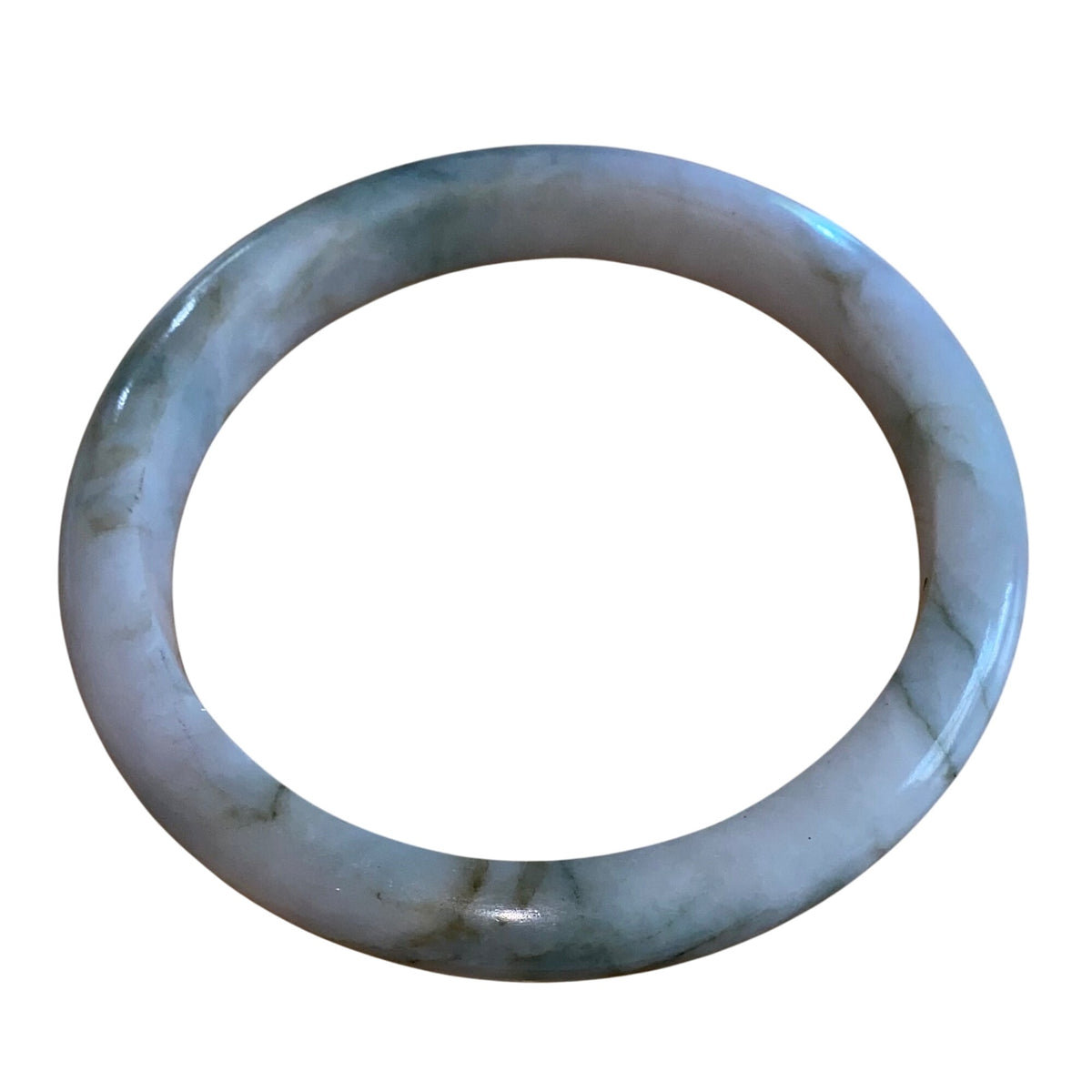 Jadeite Stone Bangle Bracelet White & Green Grade A