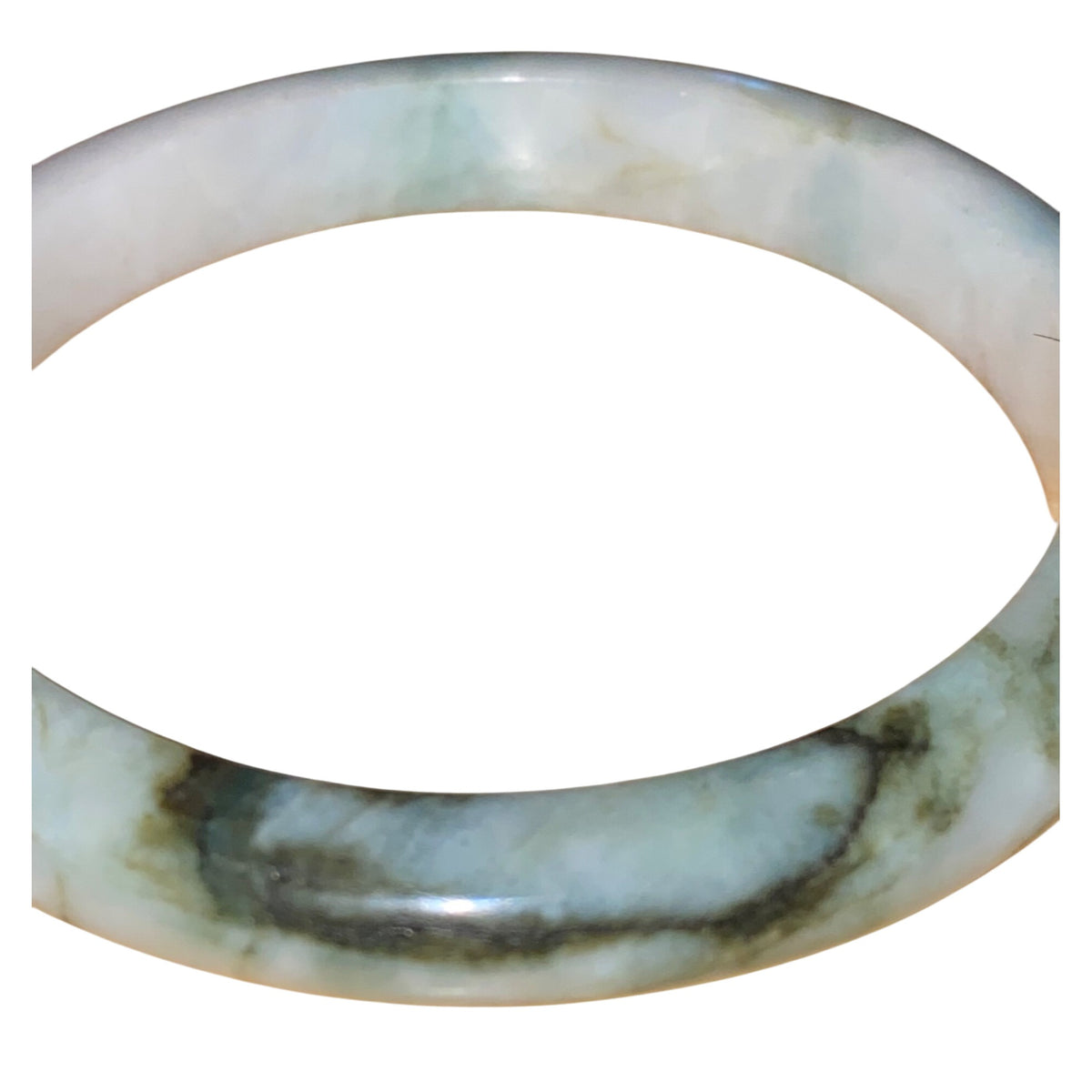 Jadeite Stone Bangle Bracelet White & Green Grade A