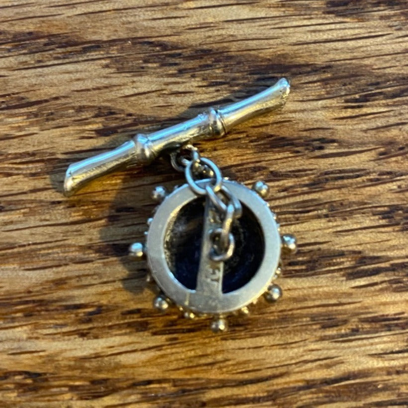 Vintage Sterling Silver Pocket Watch Fob With Sapphire Blue Semi-Precious Gemstone & Chain