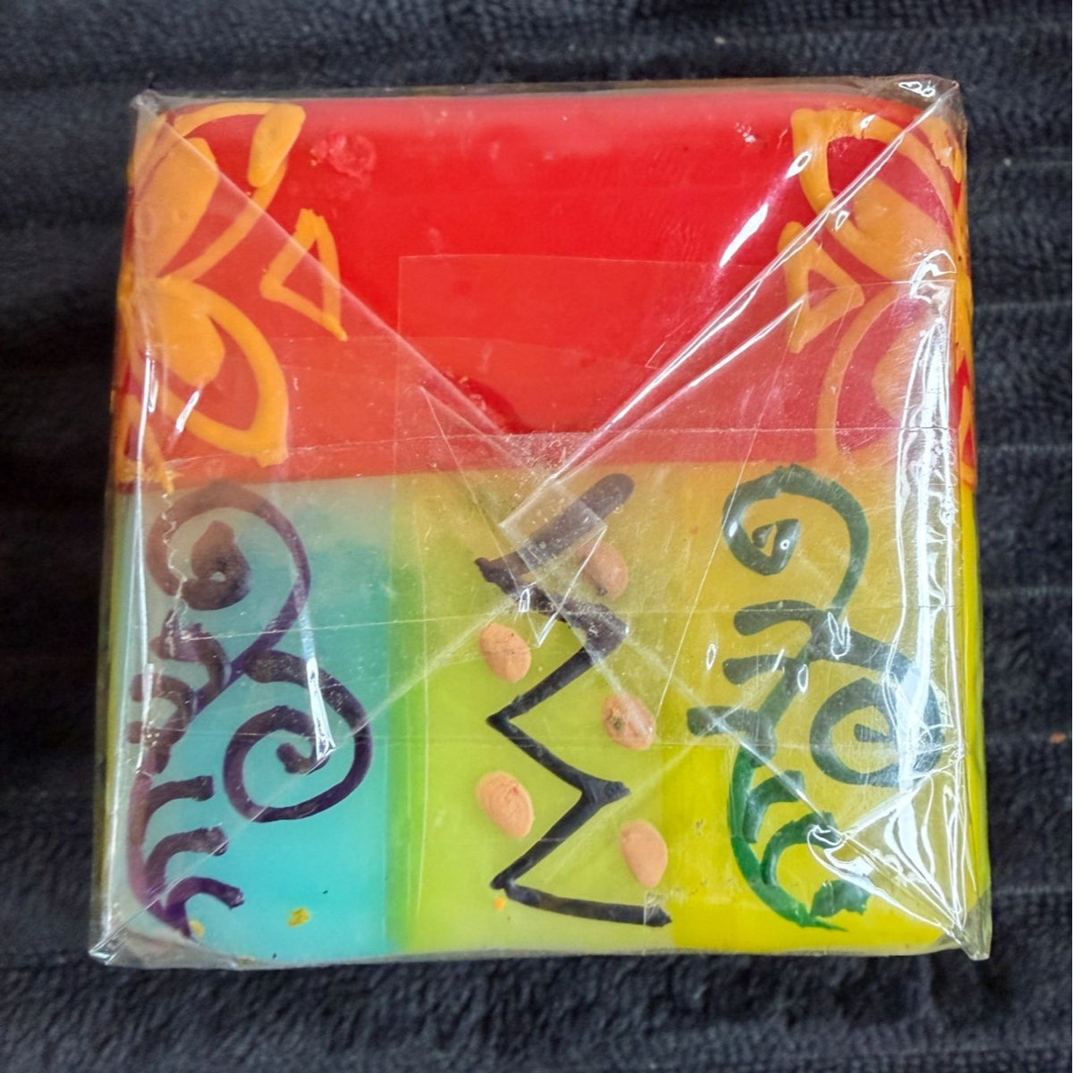 Hand-Painted Fair-Trade Nobunto Matuko 2.25" Candle Red Yellow Green Blue Paradise South Africa