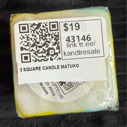 Hand-Painted Fair-Trade Nobunto Matuko 2.25" Candle Red Yellow Green Blue Paradise South Africa