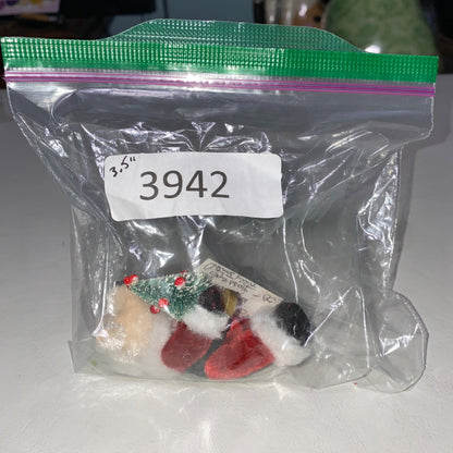 Handmade Debis Miniature Teddy Bear Santa Figurine With Christmas Tree & Holiday Details
