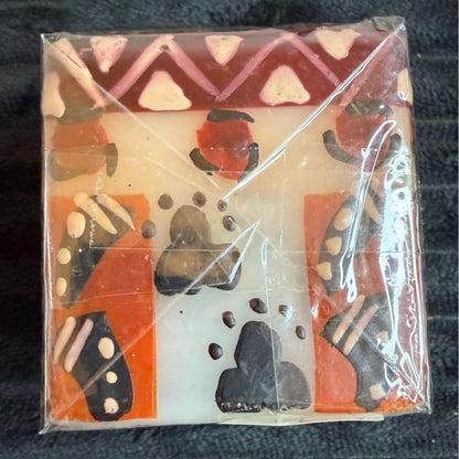 Hand-Painted Nobunto Uzima Candle 2.25" Square Block African Art Unique Handmade Fair Trade