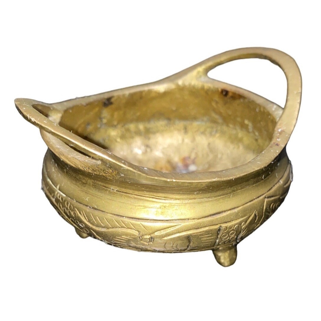 Lot of 3 Vintage Brass Indian Elephant Claw Bell Chinese Tripod Incense Burner Incense Bowl Ashtray