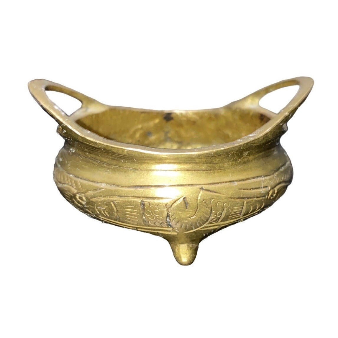 Lot of 3 Vintage Brass Indian Elephant Claw Bell Chinese Tripod Incense Burner Incense Bowl Ashtray
