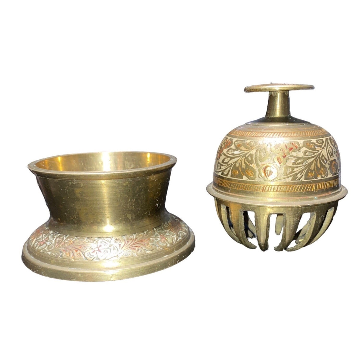 Lot of 3 Vintage Brass Indian Elephant Claw Bell Chinese Tripod Incense Burner Incense Bowl Ashtray