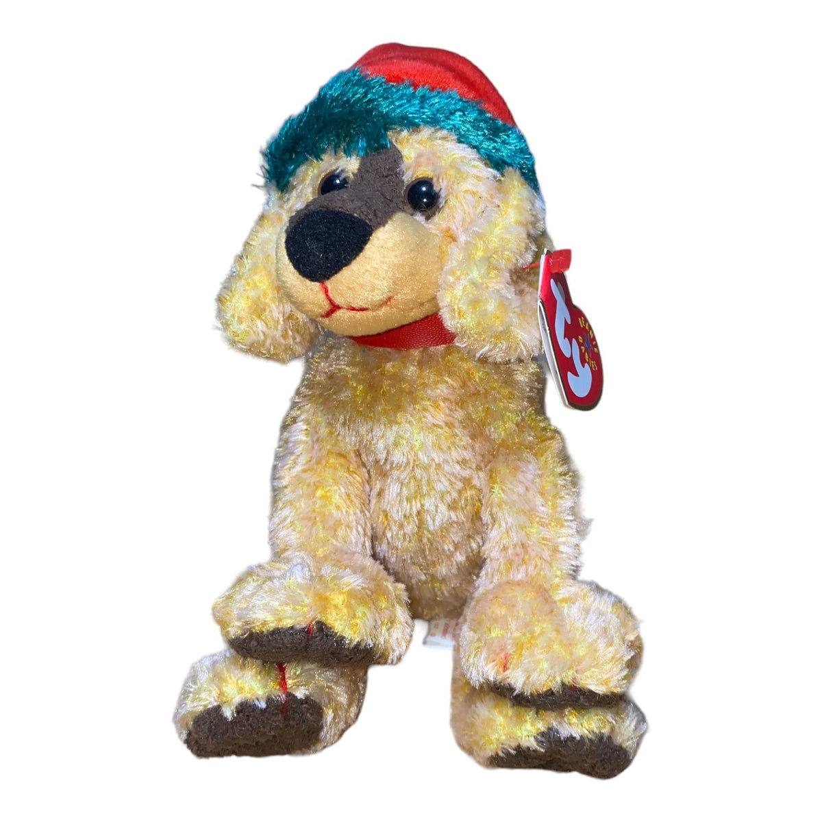 Ty Beanie Babies Jinglepup Dog Plush Collectible 2000 Christmas Holiday Edition W/ Red Santa Hat