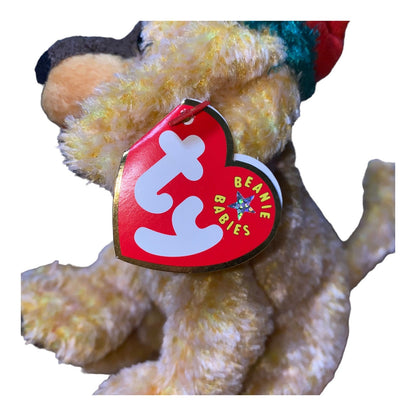 Ty Beanie Babies Jinglepup Dog Plush Collectible 2000 Christmas Holiday Edition W/ Red Santa Hat
