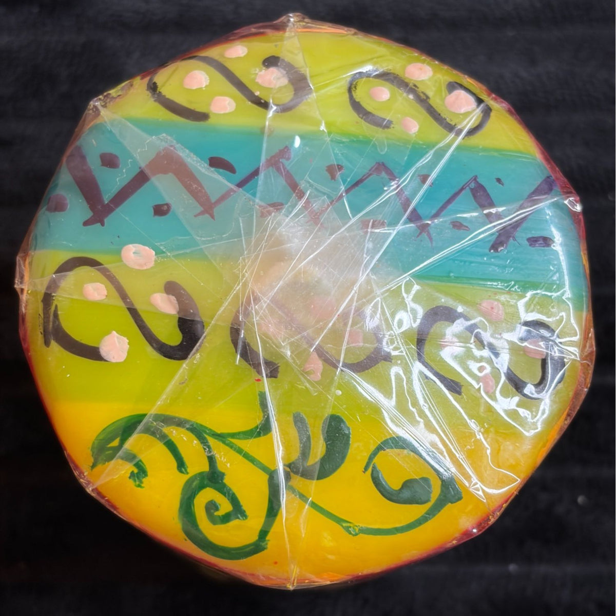 Handmade Fair-Trade Nobunto Matuko 3" Decorative Pillar Candle South Africa Vibrant Floral & Abstract Design In Red/Yellow/Green/Blue