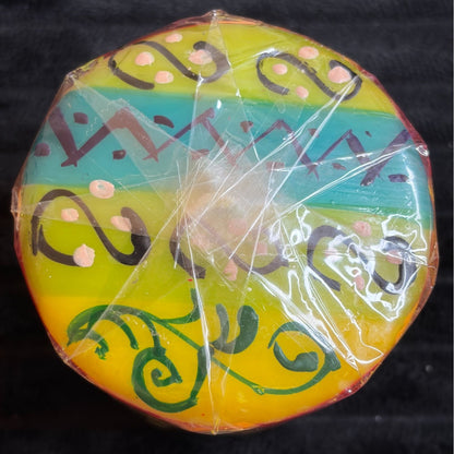 Handmade Fair-Trade Nobunto Matuko 3" Decorative Pillar Candle South Africa Vibrant Floral & Abstract Design In Red/Yellow/Green/Blue