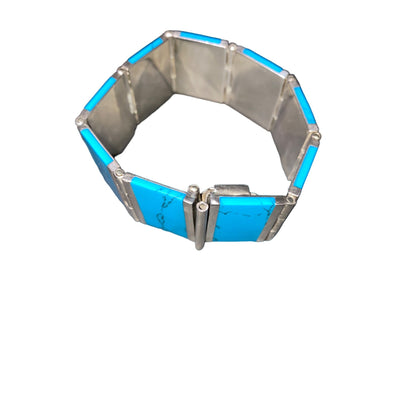 Bracelet Turquoise Mexico Sterling Silver Stamped 925 Vintage Jewelry