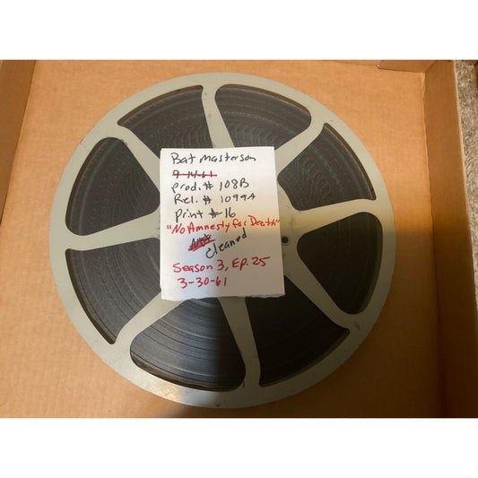16mm Film Bat Masterson No Amnesty for Death Season 3 Episode 25 03-30-61 Production 108B Release 1099A Print 16 12.25" Reel Vintage
