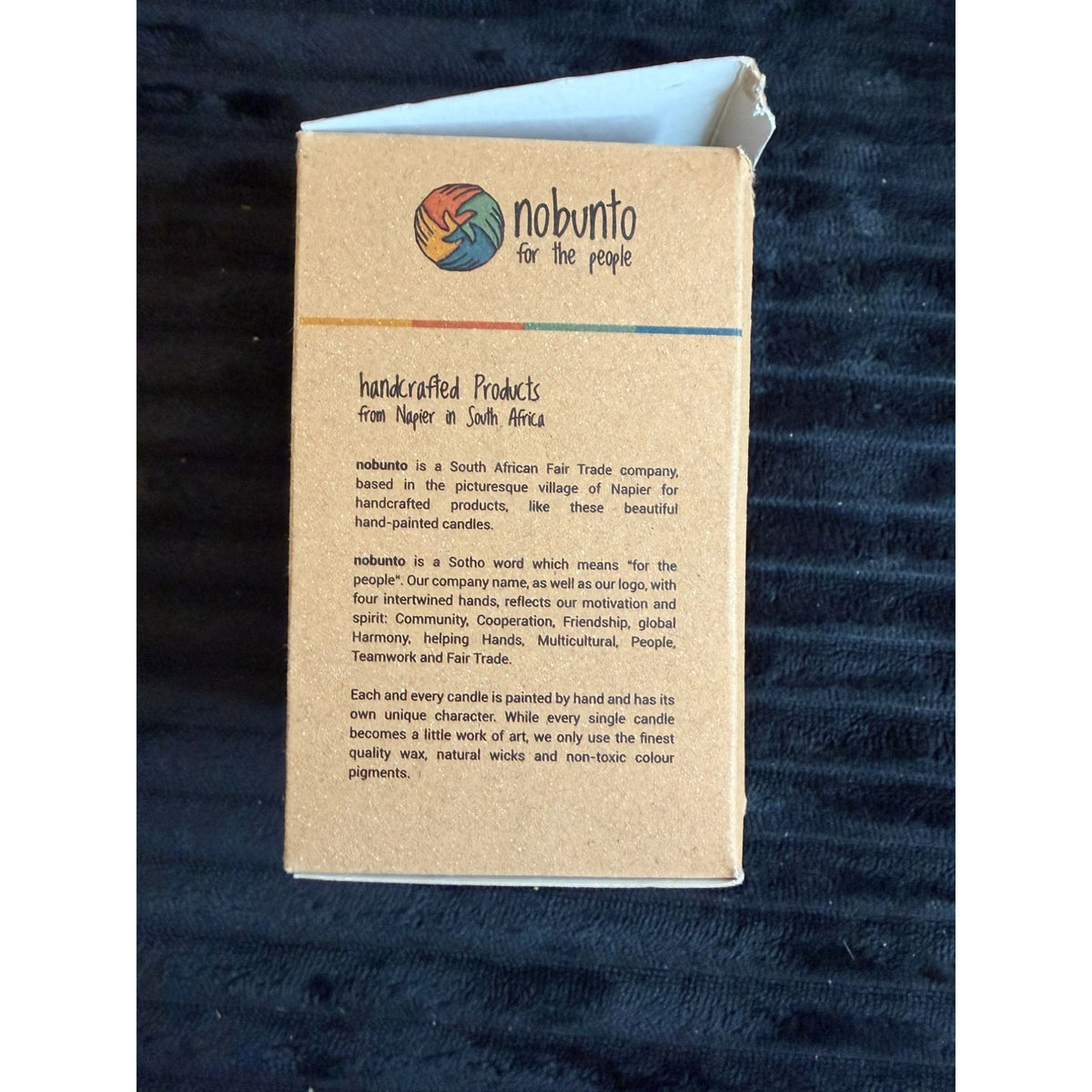 Hand-Painted Nobunto Indabuk Candle 4.5" Fair-Trade Pillar Gift Box South Africa Vibrant Unique Multicolor Art Handmade Ethical Decor