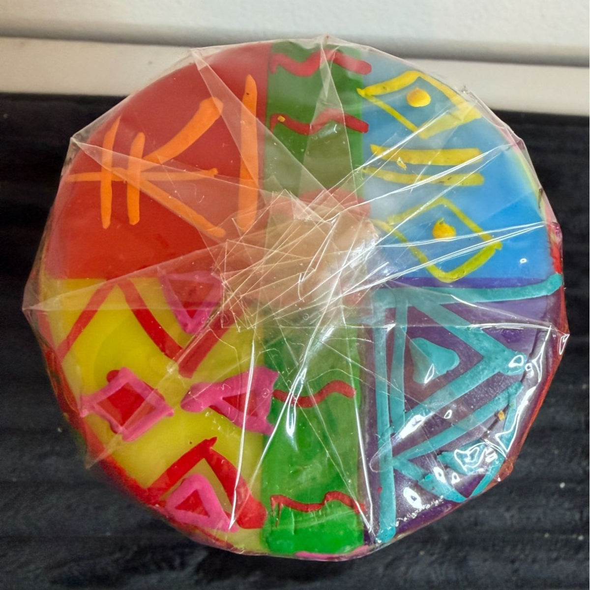 Bright Tribal Nobunto Shahida Handmade & Fair-Trade South African Candle Vibrant Colors & Unique Art Piece 6" Pillar Design