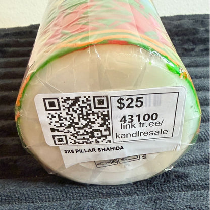 Bright Tribal Nobunto Shahida Handmade & Fair-Trade South African Candle Vibrant Colors & Unique Art Piece 6" Pillar Design