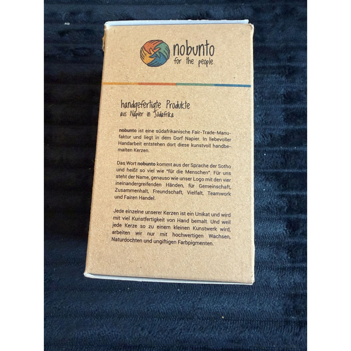 Nobunto Indabuk Hand-Painted Fair Trade South African Candle In Gift Box - Unique 4.5” Paraffin Wax Pillar Colorful Patterns & Non-Toxic