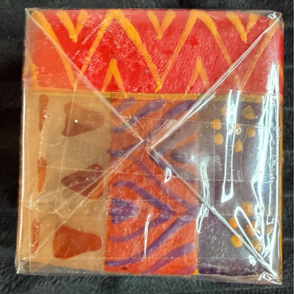 Handmade Fair-Trade Nobunto Indabuko Square Candle 2.25-Inch Vibrant South Africa Colors Red Yellow Purple Unique Artistry Pieces