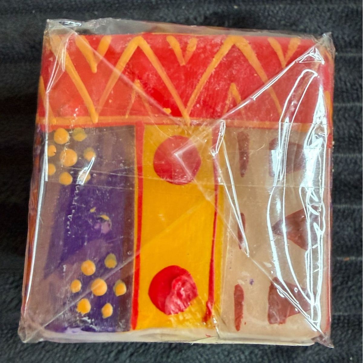 Handmade Fair-Trade Nobunto Indabuko Square Candle 2.25-Inch Vibrant South Africa Colors Red Yellow Purple Unique Artistry Pieces