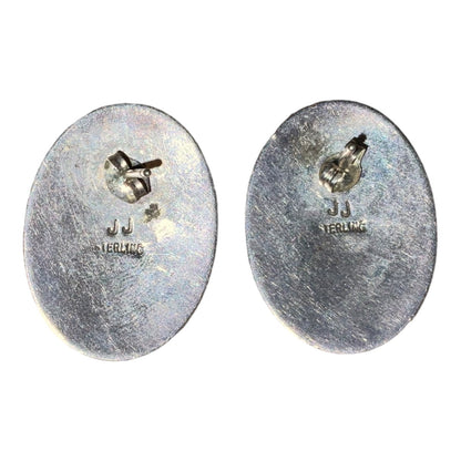 Pierced Earrings Lapis Lazuli JJ Sterling Silver Johnny Johnson Navajo Native American Vintage
