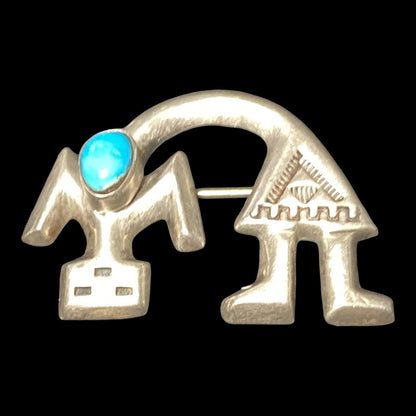 Rainbow God Yei Brooch Turquoise Sterling Silver Felix Joe Navajo Native American