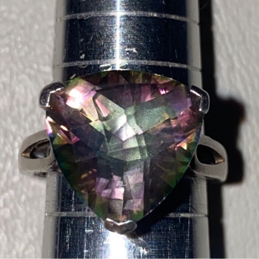 Spinel Trillion Cut Ring Size 6.5 6.91 ct. 14mm Faceted Triangle Sterling Silver Stamped JH 925 Stone Tested